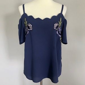 A. Byer Scalloped Cold Shoulder Top-NWT